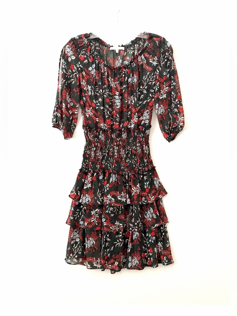Maje Floral Tiered Mini Dress